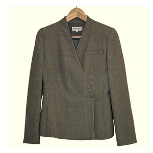 Giorgio Armani Le Collezioni Wool Wrap Blazer Women's 6 Made in Italy Black Tan